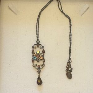 Michal Negrin Vintage-Style Necklace with Blue and Gold Accents